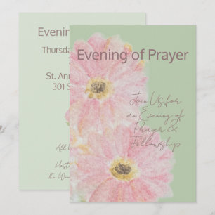 Avond van Gebed Roze Gerber Daisy Vlakke Uitnodi Kaart