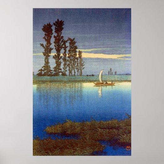 Avond van Ushibori Kawase Hasui 1930s Poster (Voorkant)