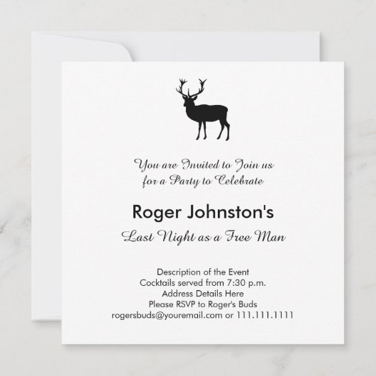 Avond voor de Bruiloft - vrijgezellenfeest Zwart W Kaart (Achterkant)