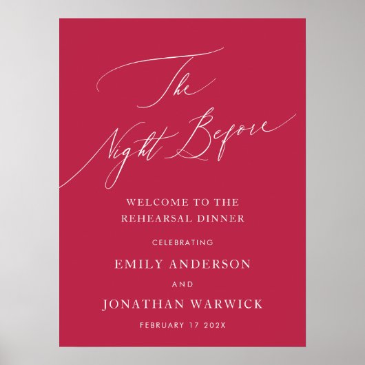 AVOND VOOR DE ZOMER rode magenta Repetitie Diner Poster (Voorkant)