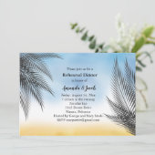 Avond Waterverf Palm Leaves Rehearsal Dinner Kaart (Staand voorkant)