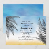 Avond Waterverf Palm Leaves Rehearsal Dinner Kaart (Voorkant / Achterkant)