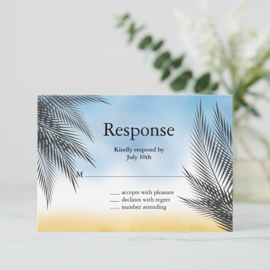 Avond Waterverf Palm Leaves RSVP Kaartje (Staand voorkant)