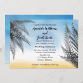 Avond Waterverf Palm Leaves Wedding Kaart (Voorkant / Achterkant)