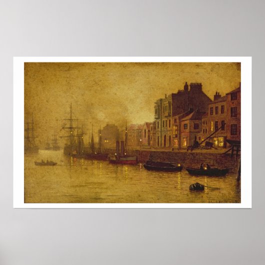 Avond, Whitby Harbour, 1893 (olie aan boord) Poster (Voorkant)