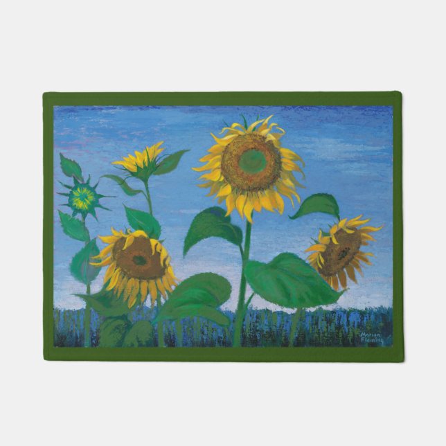 Avond Zonnebloemen Deurmat (Voorkant)