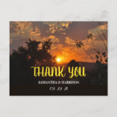 Avond Zonnesetscène, Rustic Wedding Dank je Briefkaart (Voorkant)