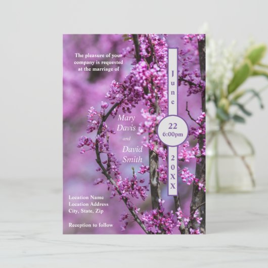 Avondale Redbud Art Wedding Kaart (Staand voorkant)