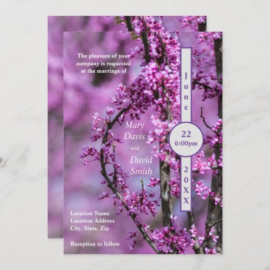 Avondale Redbud Art Wedding Kaart (Voorkant / Achterkant)