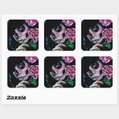 Avondbloeidag van de dode suikerschedel meisje vierkante sticker (Vel)