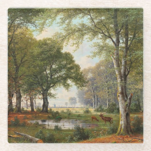 avondboslandschap glazen onderzetter (Voorkant)