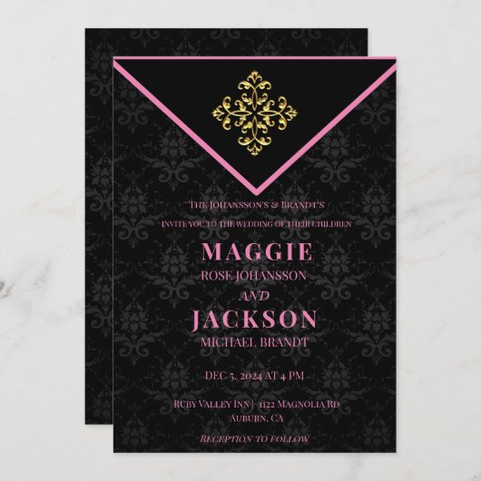 Avondglam bruiloft kaart (Voorkant / Achterkant)