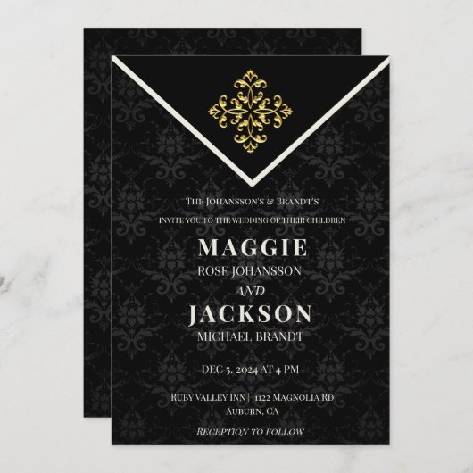 Avondglam bruiloft kaart (Voorkant / Achterkant)