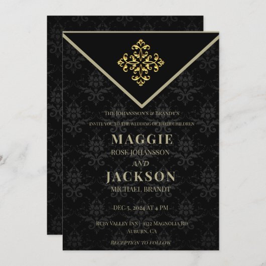 Avondglam bruiloft kaart (Voorkant / Achterkant)