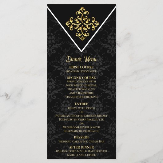 Avondglam bruiloft menu (Voorkant)