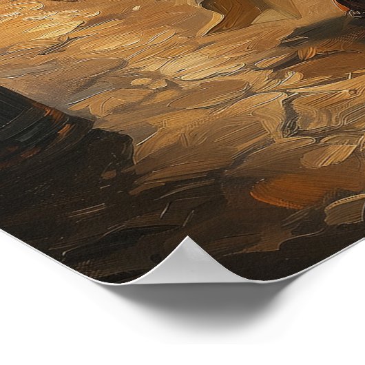 Avondgloed Steampunk Stroll Romantische Waterverf Poster (Hoek)