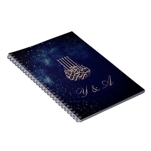 Avondhemel Astrale Gouden Sterren Blauwe Huwelijk Notitieboek (Rechterzijde)