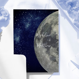 Avondhemel Maan Sterren Blauw Bruiloft Kaart