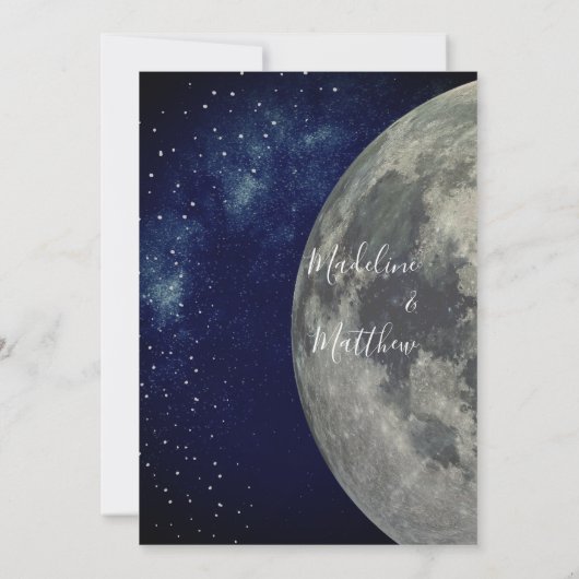 Avondhemel Maan Sterren Blauw Trouwen Kaart (Achterkant)