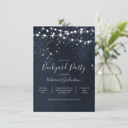 Avondhemel Slinger met lichtjes Achtertuin Feest U Kaart (Staand voorkant)