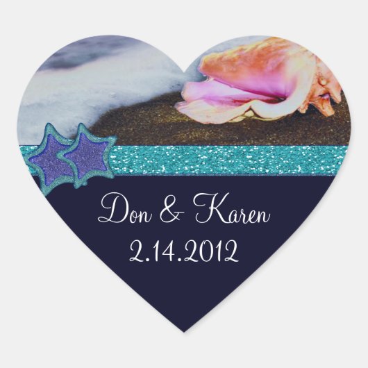 Avondje op het strand Hartgunst Hart Sticker (Voorkant)