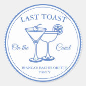 Avondje voor de Bruid: Laatste Toast aan de Kust Ronde Sticker (Voorkant)