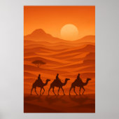 "Avondkaravaan | Woestijn Silhouet Muurkunst Poster (Voorkant)