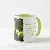 Avondlicht met mozaïekdragonfly/gedicht mok (Voorkant rechts)