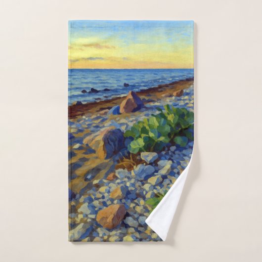 Avondlicht op de kust van Vormsi Handdoek (Handdoek)