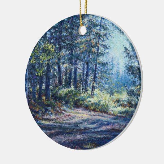 "Avondlicht op het spoor" Keramisch Ornament (Links)