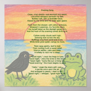 "Avondlied" Gedichtposter voor de kinderkamer/klas Poster