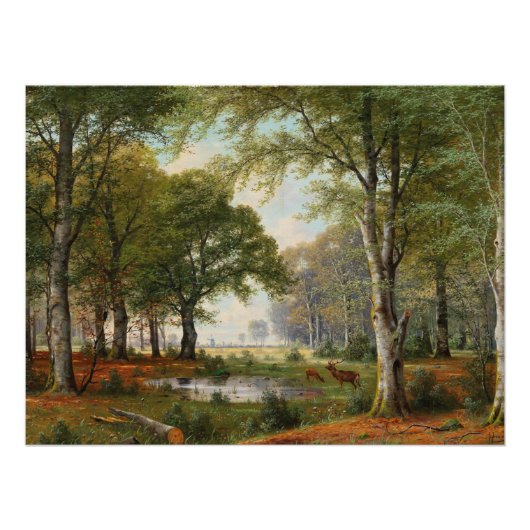 Avondlijk boslandschap perfect poster (Voorkant)