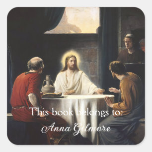 Avondmaal bij Emmaus door Carl Bloch Vierkante Sticker