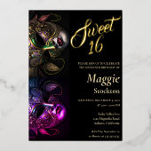 Avondmaskerade Sweet 16 Uitnodiging Folie (Voorkant)