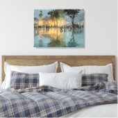 Avondplein Kerk Regenreflecties Canvas Afdruk (Insitu (Slaapkamer))