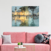 Avondplein Kerk Regenreflecties Canvas Afdruk (Insitu (Woonkamer))