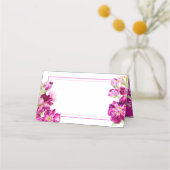 Avonds gespleten bloemen donkerroze bruiloft plaatskaartje (Achterkant)
