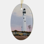 Avonds vuurtoren keramisch ornament (Links)