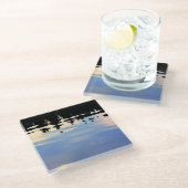 Avondse reflecties op vijver glazen onderzetter (Schuin)