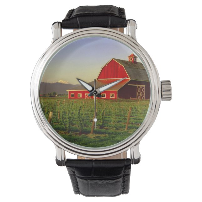 Avondse zon op een schuur in Washington Skagit Horloge (Voorkant)