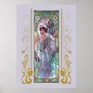 Avondsnagedachtenis door Alphonse Mucha Poster