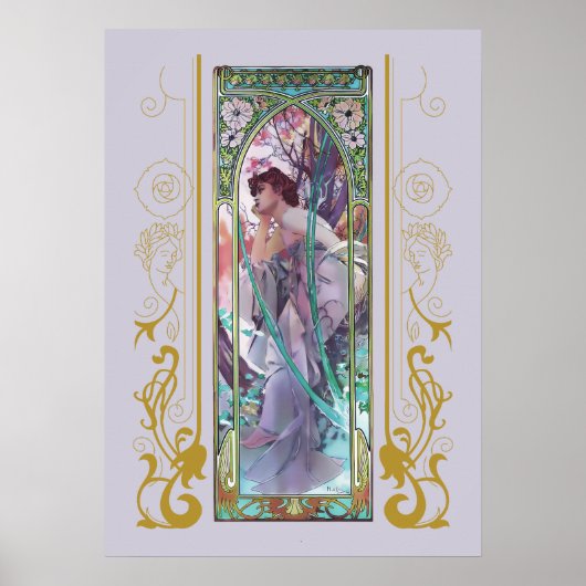 Avondsnagedachtenis door Alphonse Mucha Poster (Voorkant)