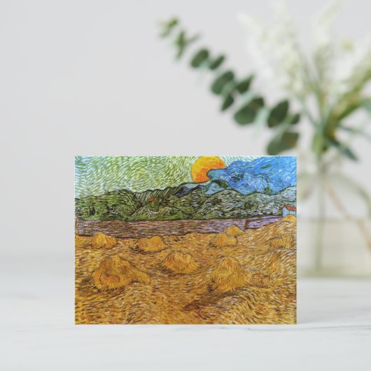"Avondste landschap stijgend maan", Van Gogh Fine  Briefkaart (Staand voorkant)