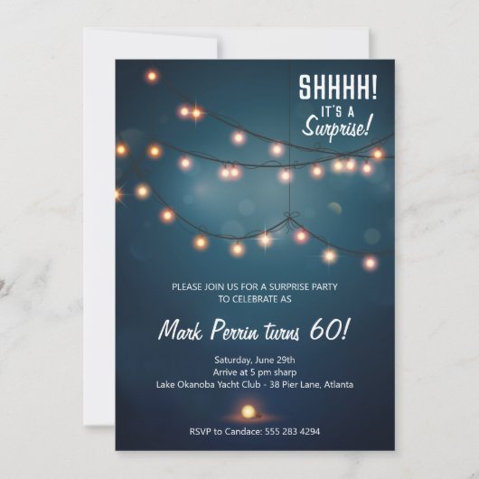 Avondsten uitnodiging van de Birthday Party (Voorkant)