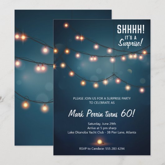 Avondsten uitnodiging van de Birthday Party (Voorkant / Achterkant)