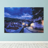 Avondstraat in Praag Canvas Afdruk (Insitu (Houten vloer))