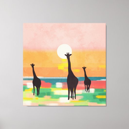 Avondwandeling in de Savanne Canvas Afdruk (Voorkant)