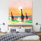Avondwandeling in de Savanne Canvas Afdruk (Insitu (Slaapkamer))