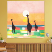Avondwandeling in de Savanne Canvas Afdruk (Insitu (Woonkamer))