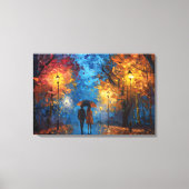 Avondwandeling in herfstlicht canvas afdruk (Voorkant)